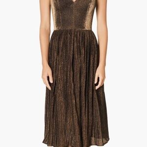 Dress the Population Gold and Black Midi Dress